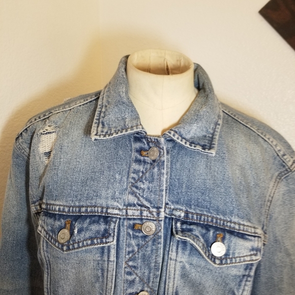 Madewell Sz S Oversized Distressed Denim Jacket C5791 - Picture 3 of 7